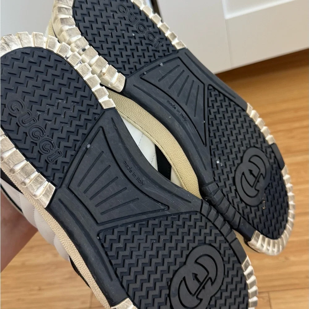 Gucci White and Black Men's Sneakers, real leather, size us 6,5 eu 40